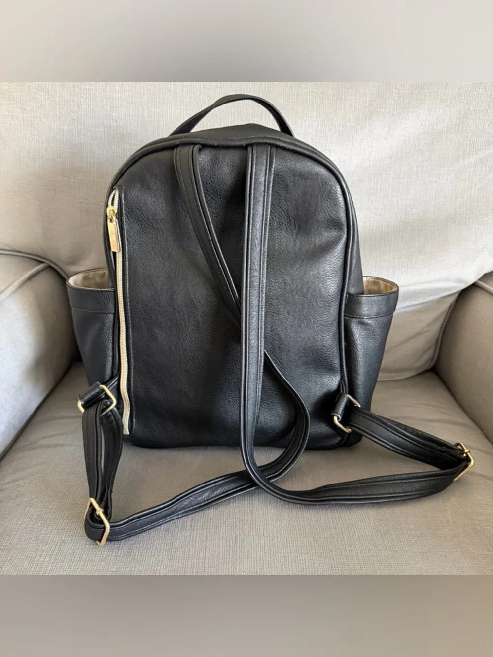 Itzy Ritzy Mini Black Faux Leather diaper Backpack